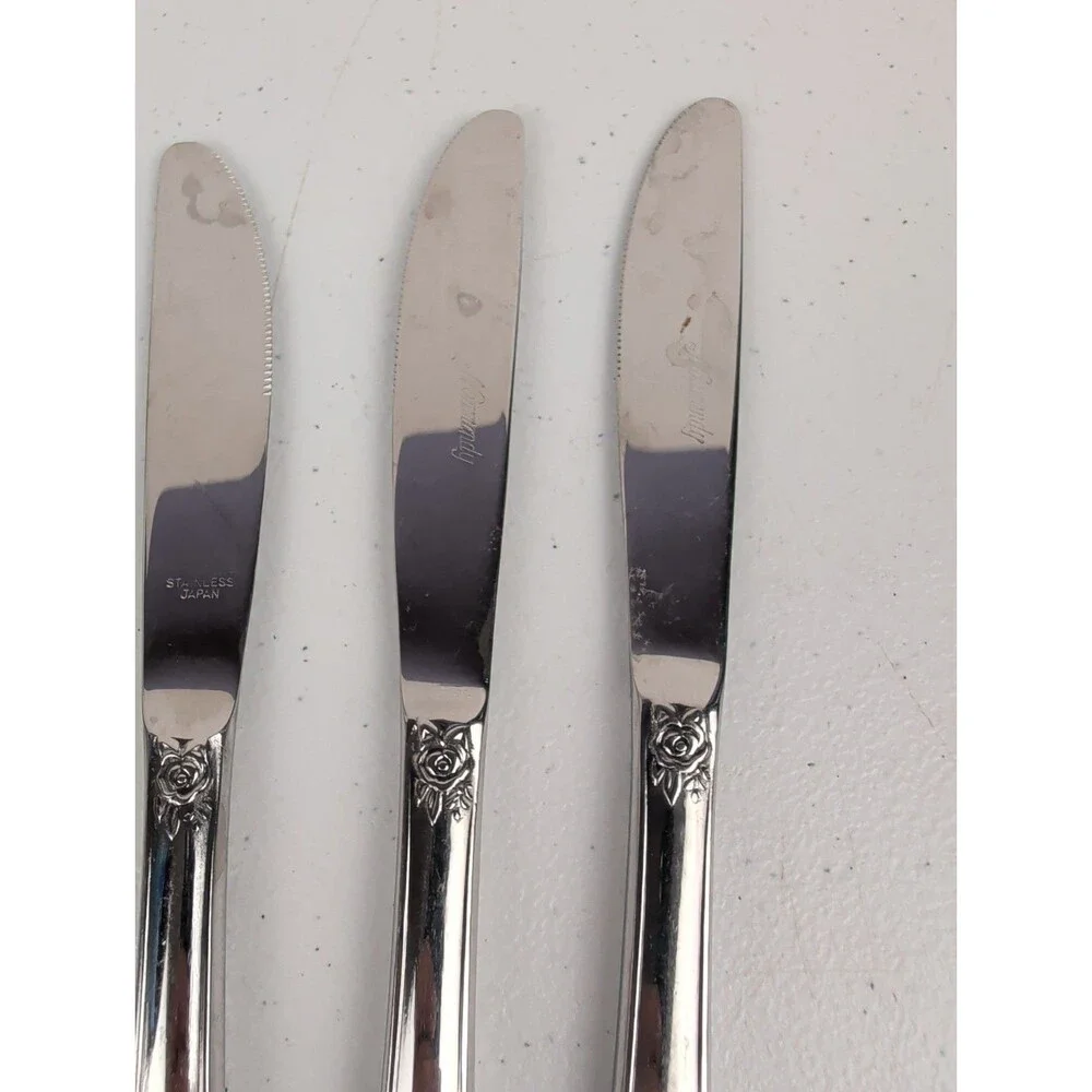 VTG Normandy Stainless Japan~Floral Design~Lot of 10 Pieces~Flatware~EUC